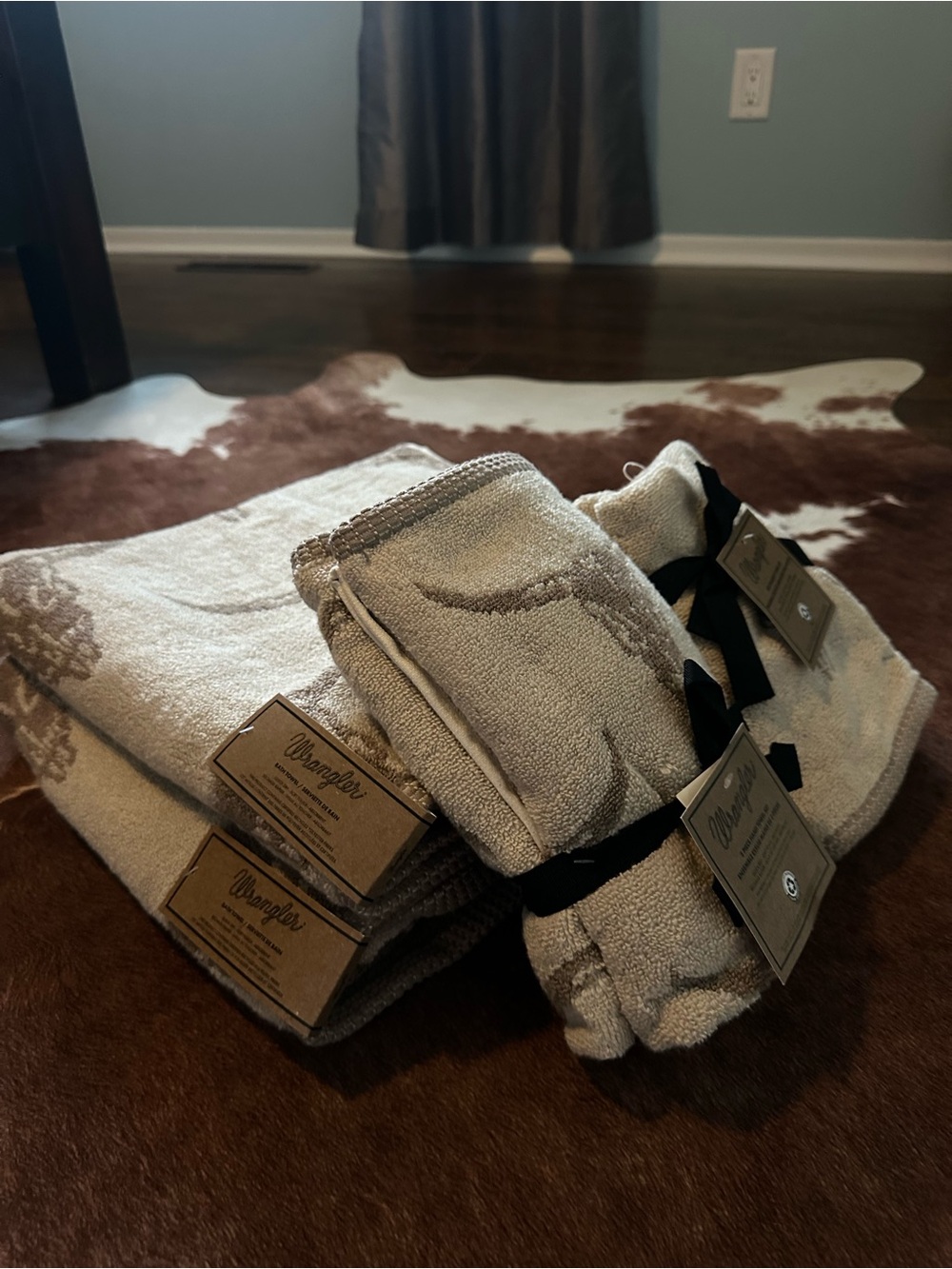 Wrangler Beige Decorative Towel Set with Subtle Pattern